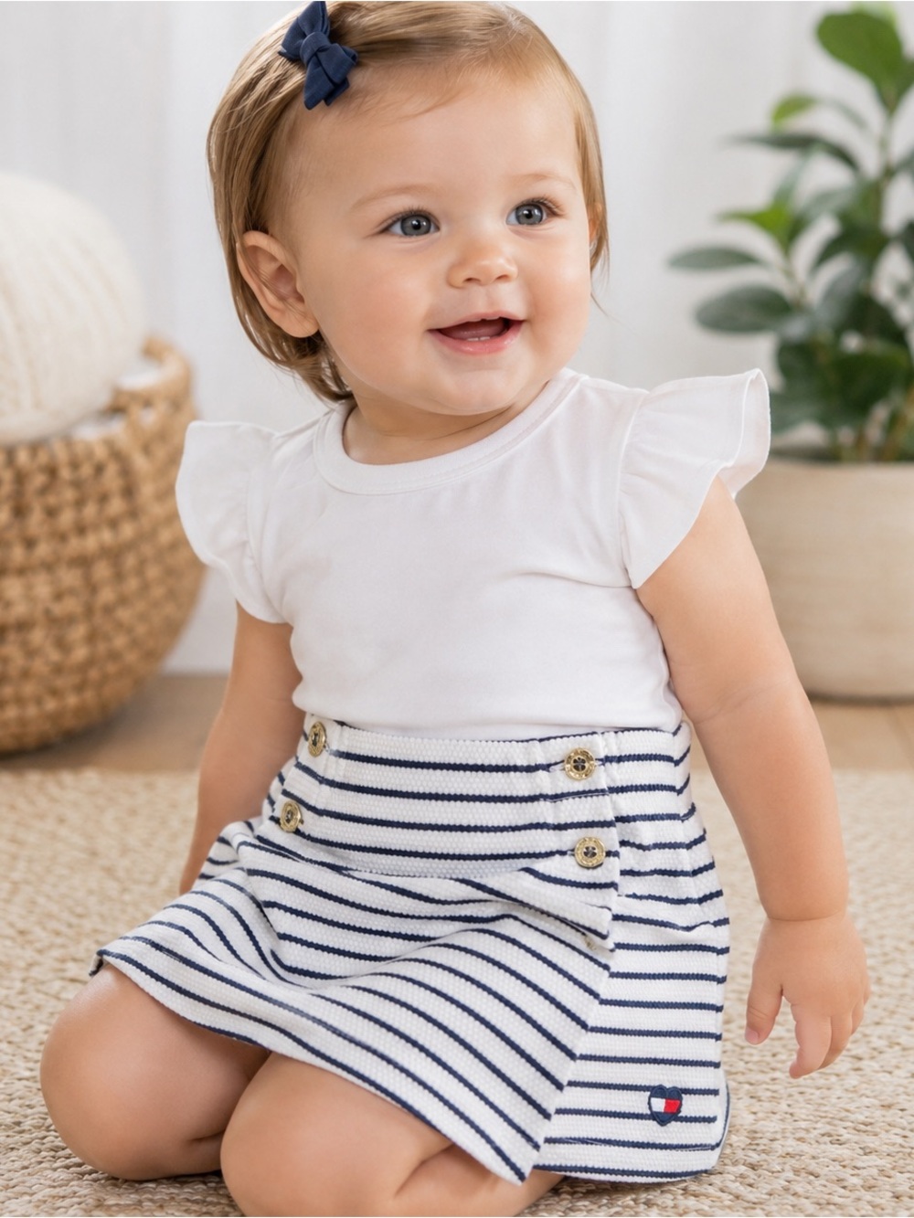 Tommy Hilfiger Baby Girls Nautical Stripe Shorts/ 18 Month/ Sailor Buttons #1275